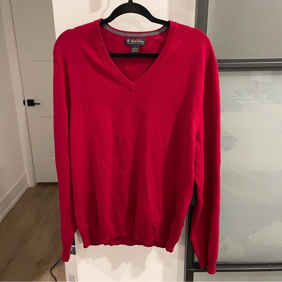 Brooks Brothers Merino Wool Blend V-neck Sweater Size L - Picture 2 of 4
